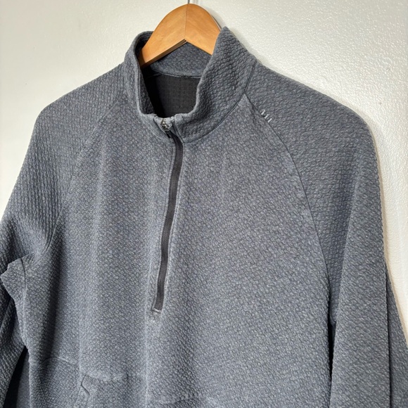 Lululemon Athletica Men’s Large At Ease Half Zip Textured Gray Pullover Pockets - Picture 3 of 6